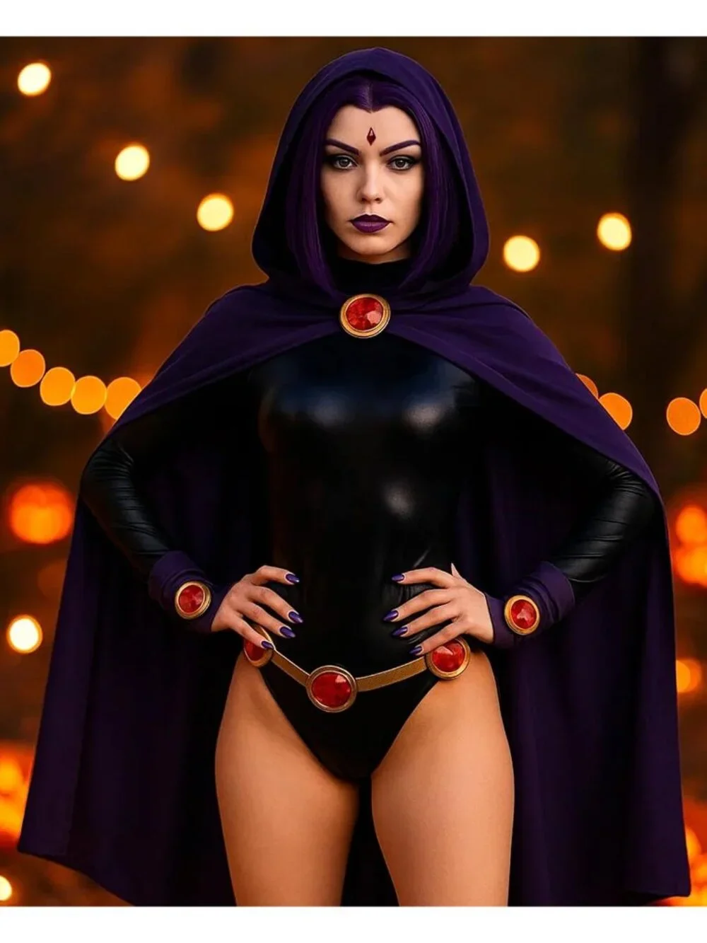 Women's Purple Short Cosplay Convenient Set Include Adjustable Wig Cap Headpiece